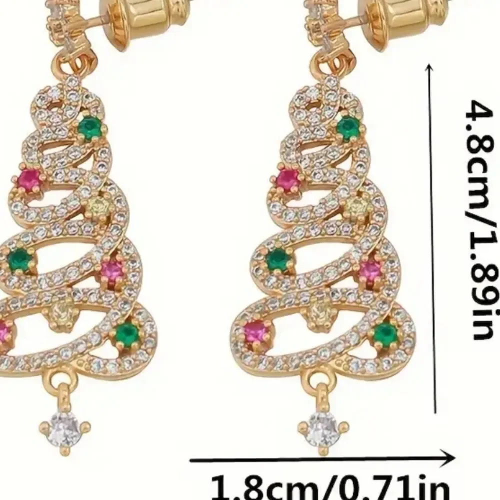 👋 SILVER RHINESTONE CHRISTMAS TREE  earrings | Mix And Match 3/$20